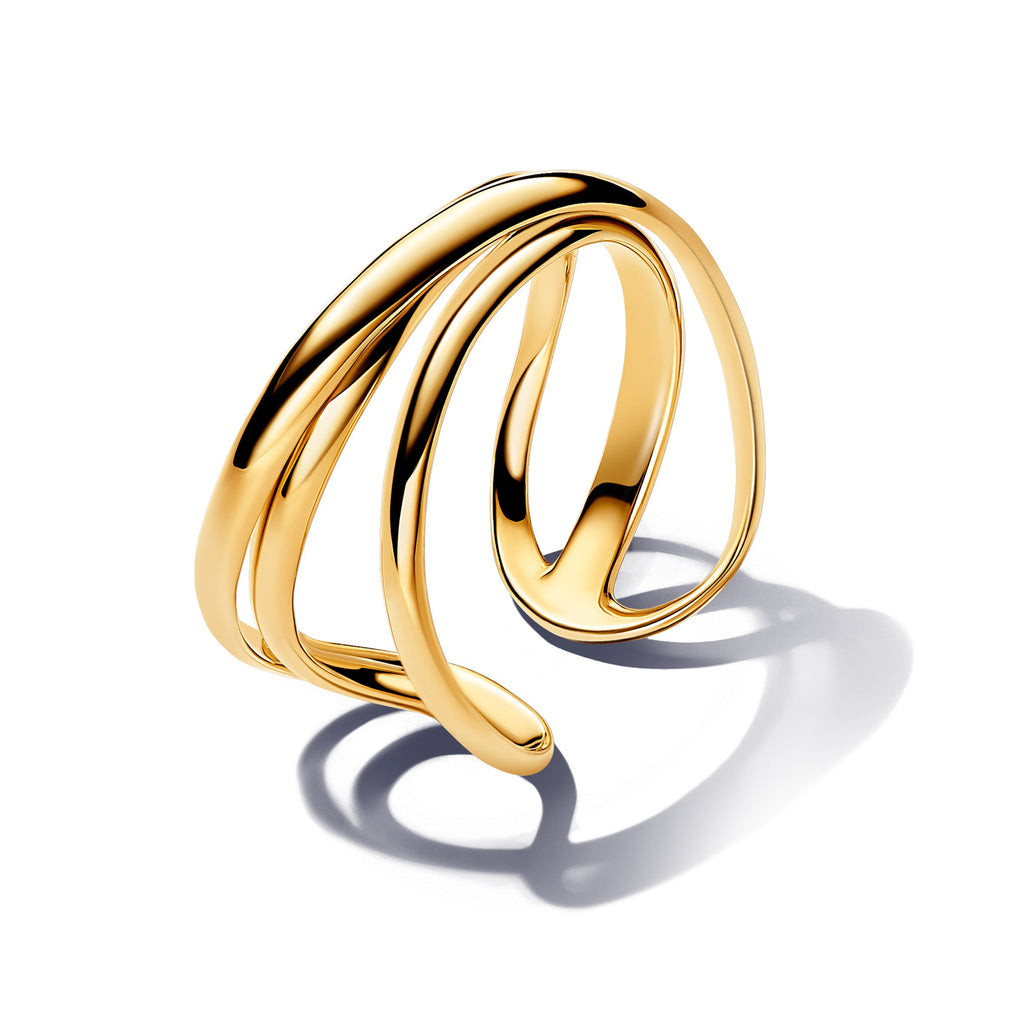 Organically Shaped Triple Band Open Ring