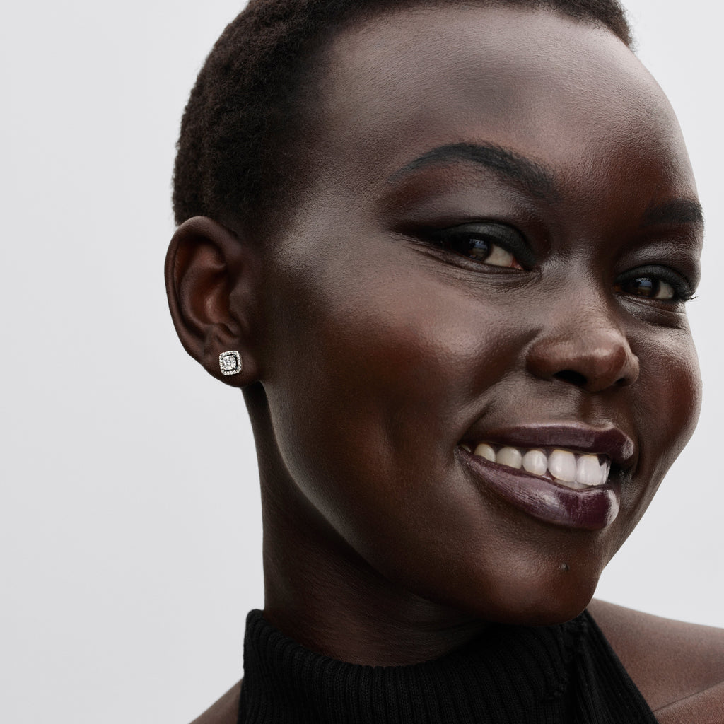 Pandora Earrings Featuring Square Halo Stud