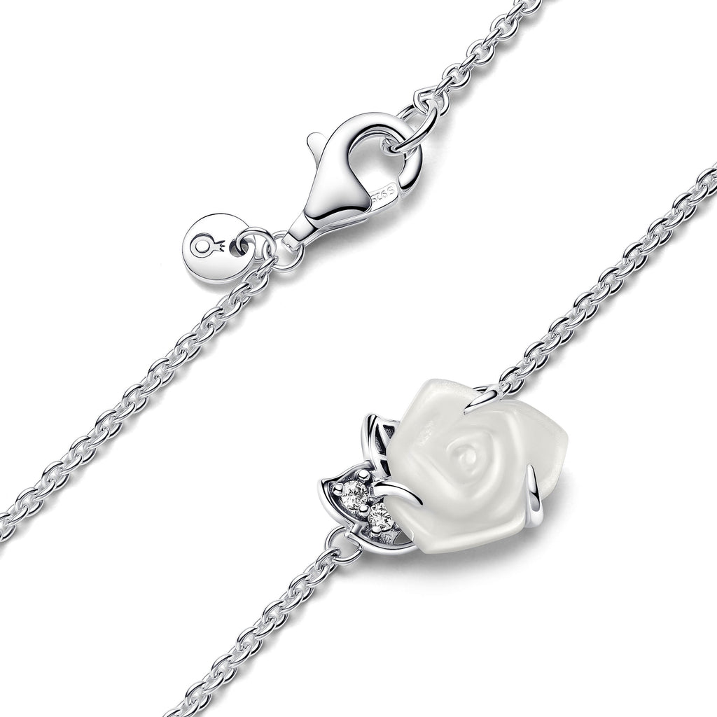 Pandora White Rose in Bloom Collier Necklace