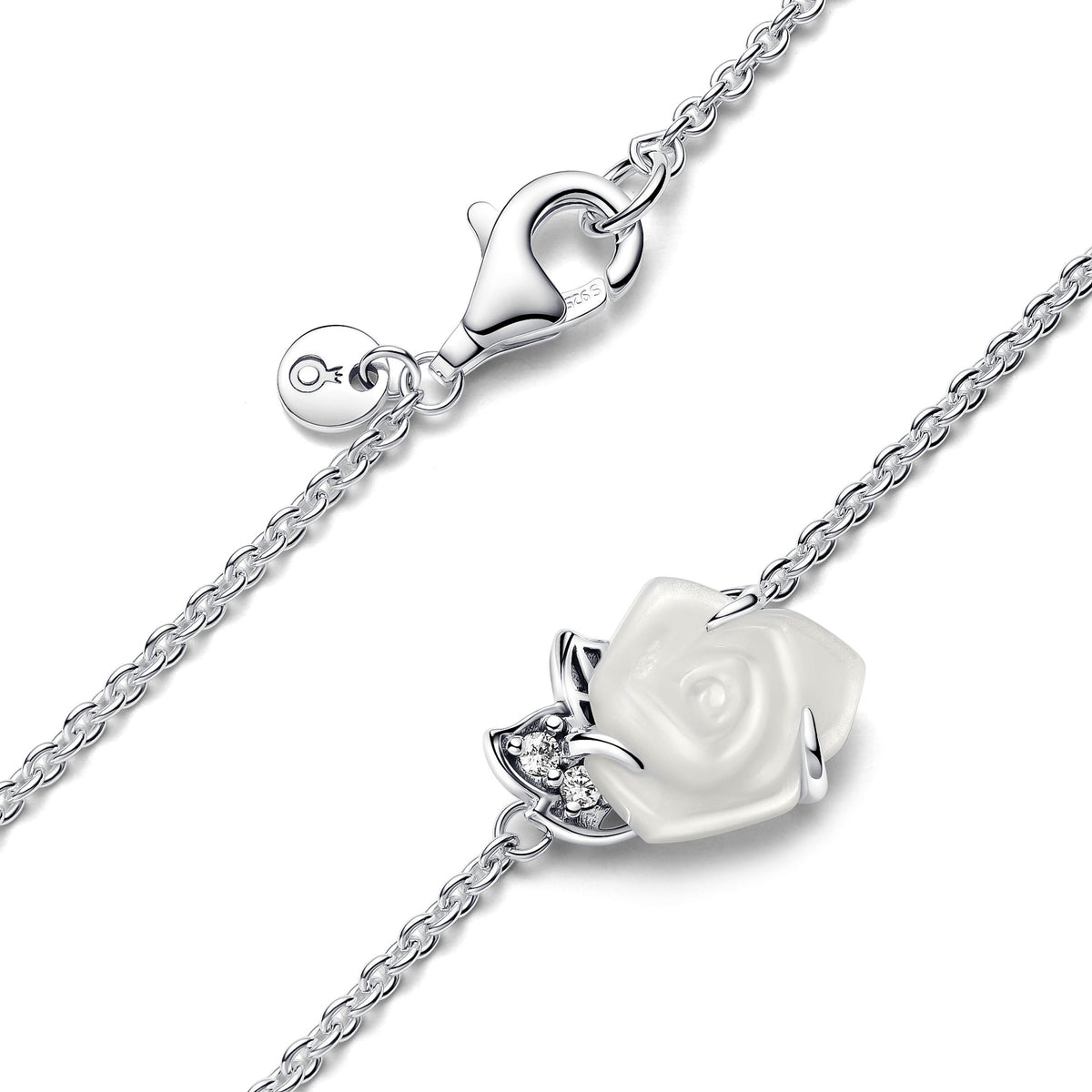 Pandora White Rose in Bloom Collier Necklace