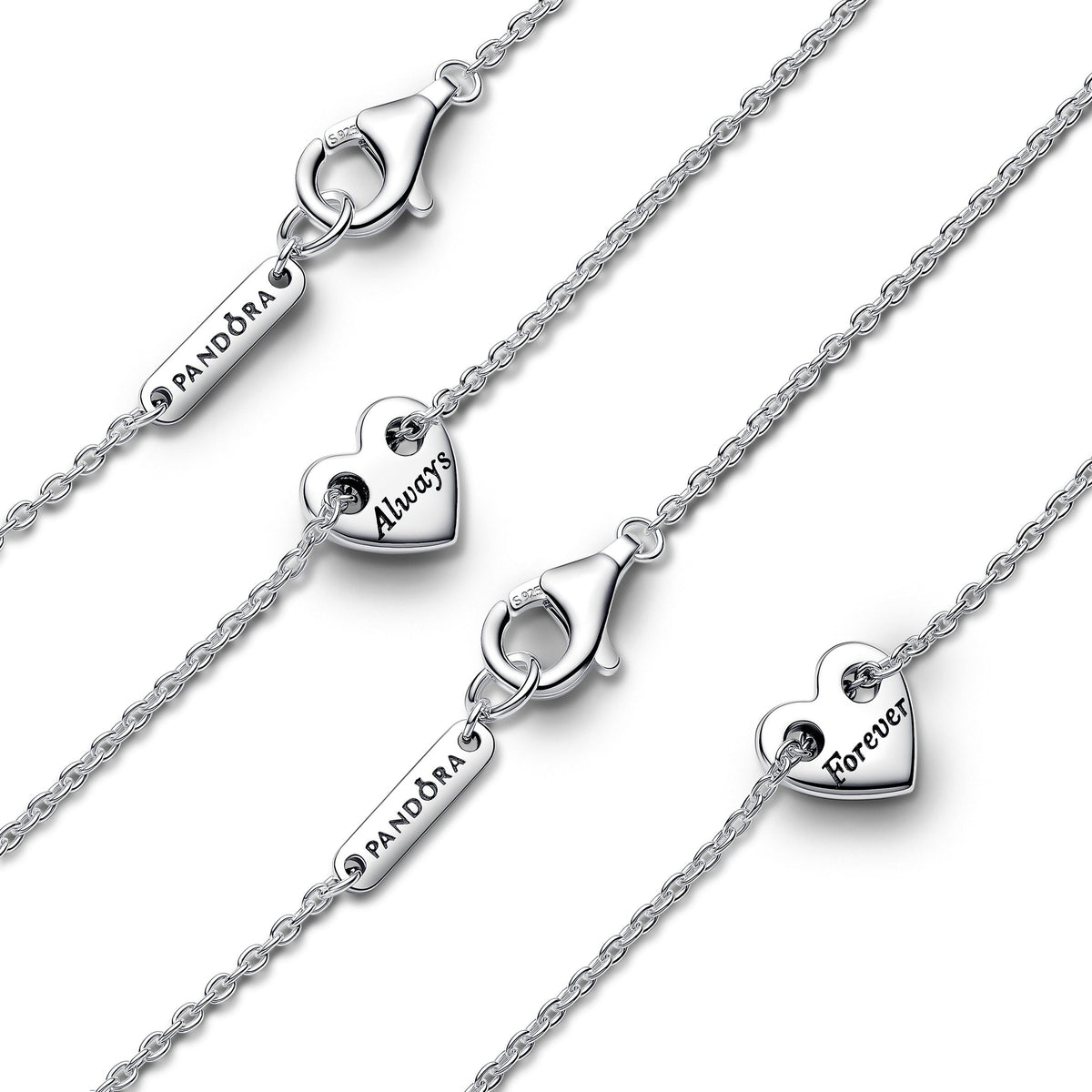 Pandora Forever & Always Splittable Heart Collier Necklaces