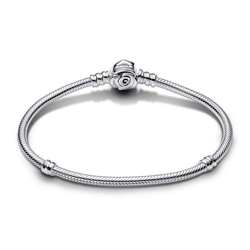Pandora Bracelet Featuring Moments Rose in Bloom Clasp Snake Chain