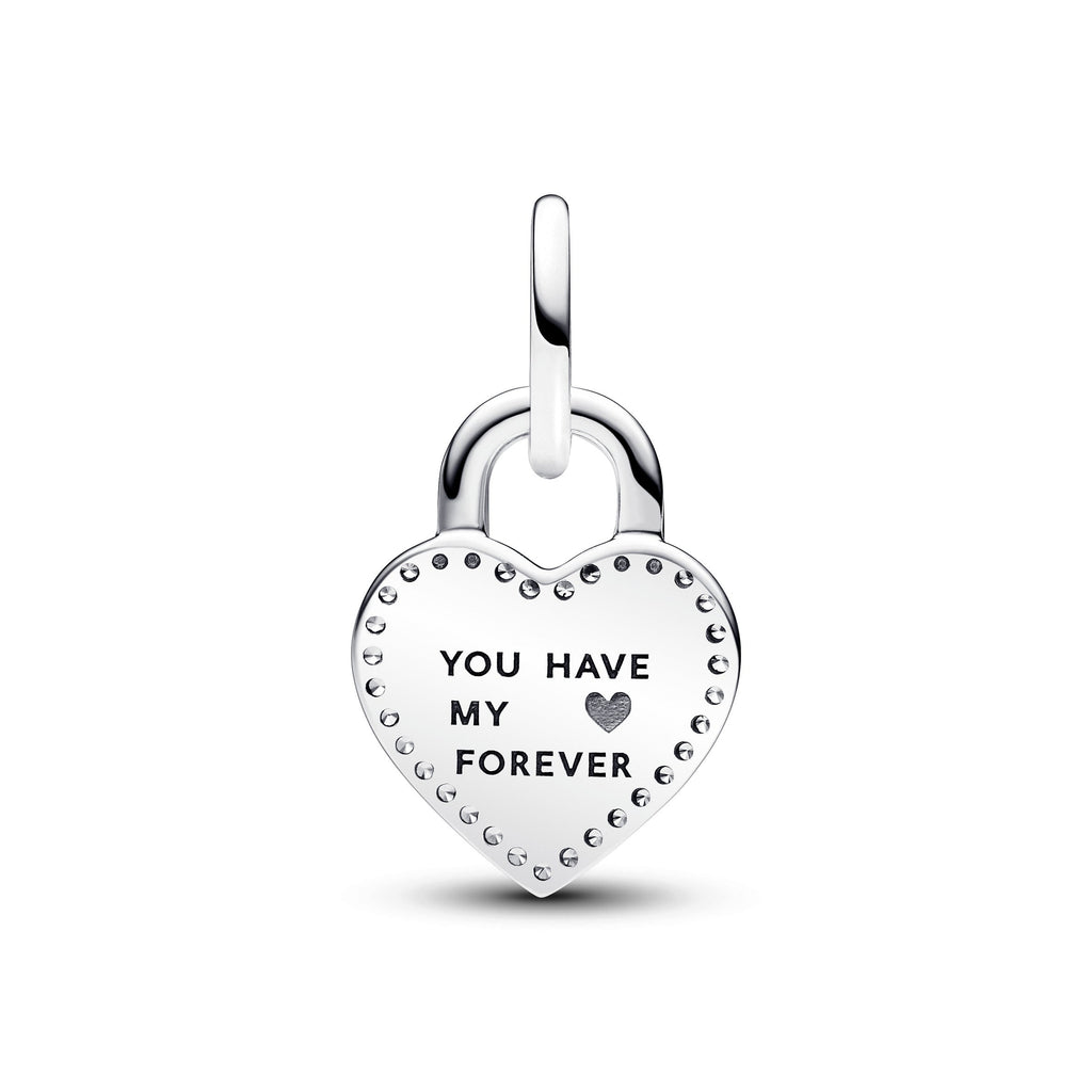Pandora Charm Featuring Two-tone Twistable Heart Padlock Double Dangle