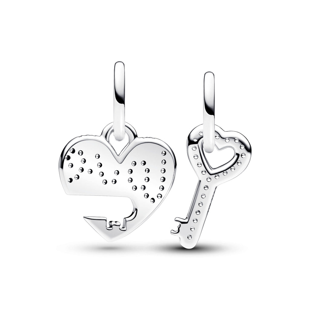 Pandora Charm Featuring Splittable Heart & Key Dangle