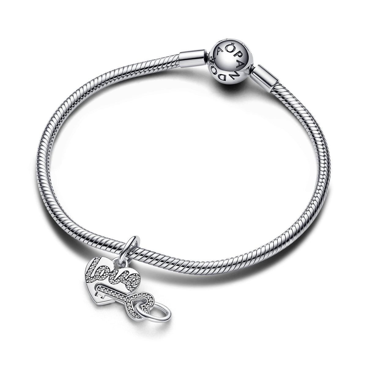 Pandora Charm Featuring Splittable Heart & Key Dangle