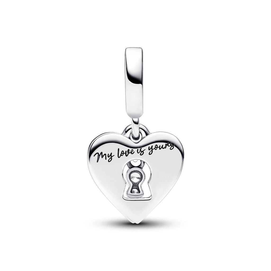 Pandora Charm Featuring Red Heart & Keyhole Double Dangle