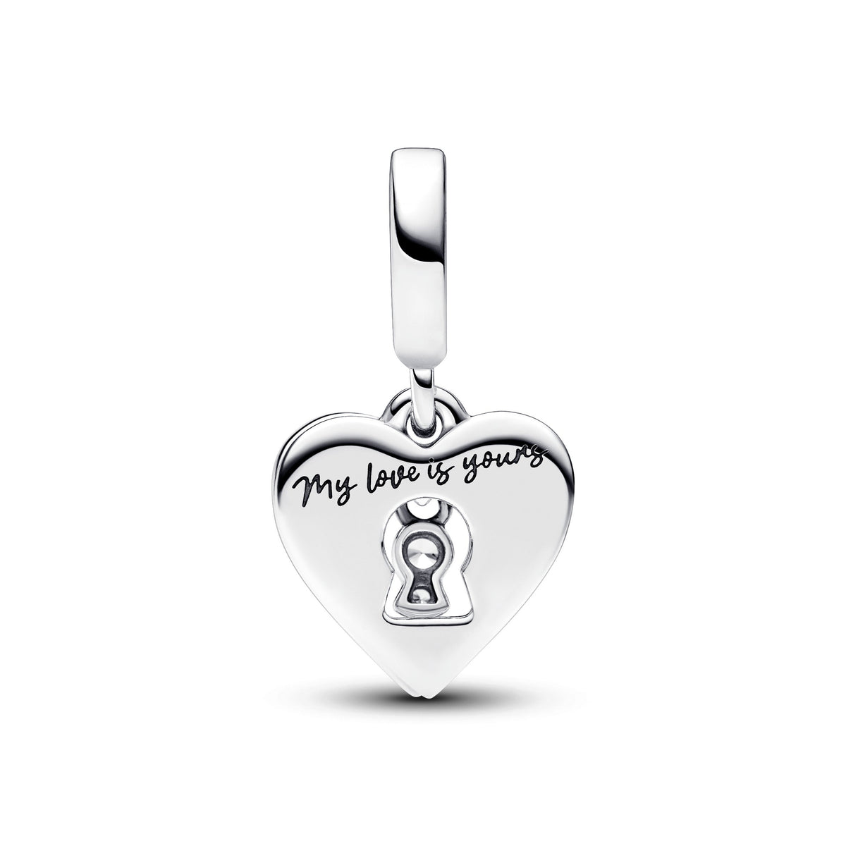 Pandora Charm Featuring Red Heart & Keyhole Double Dangle