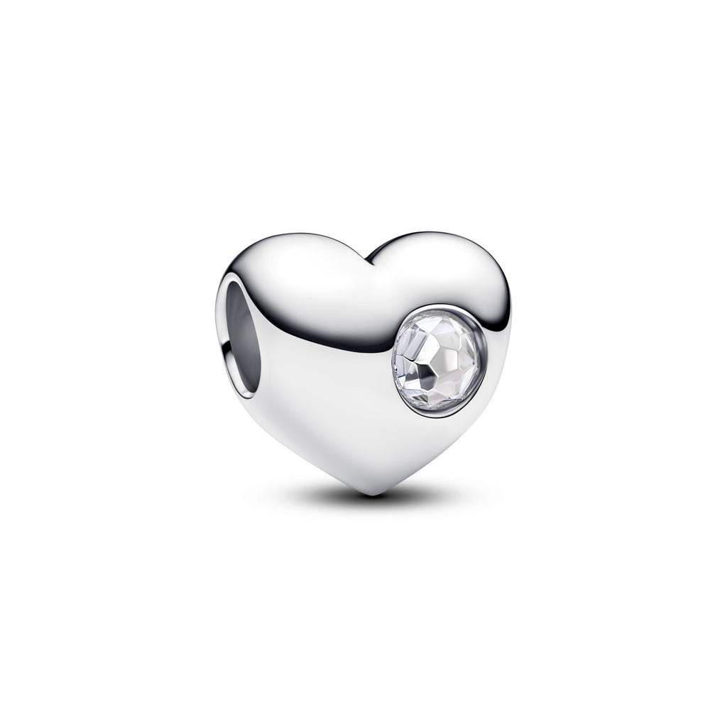 Engravable Clear Stone Heart Charm
