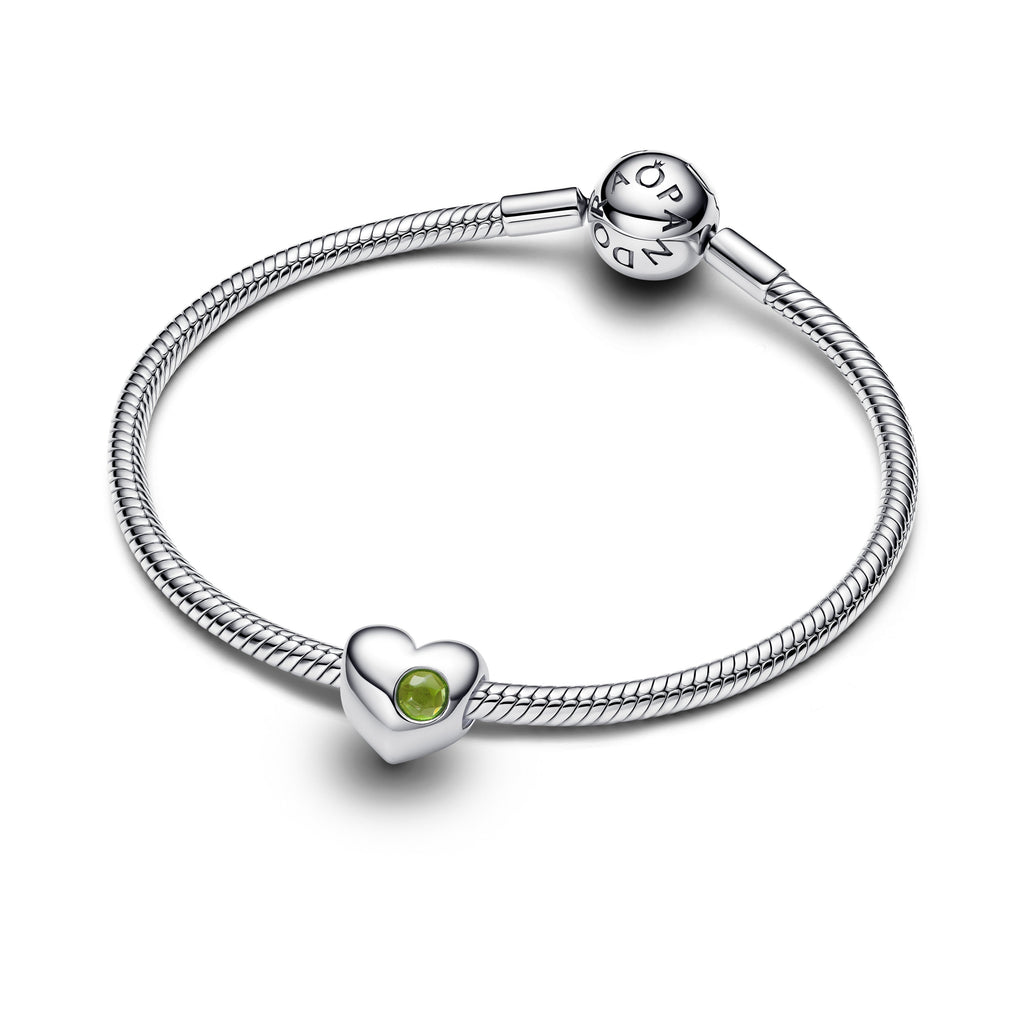 Pandora Ring Featuring Engravable Spring Green Stone Heart