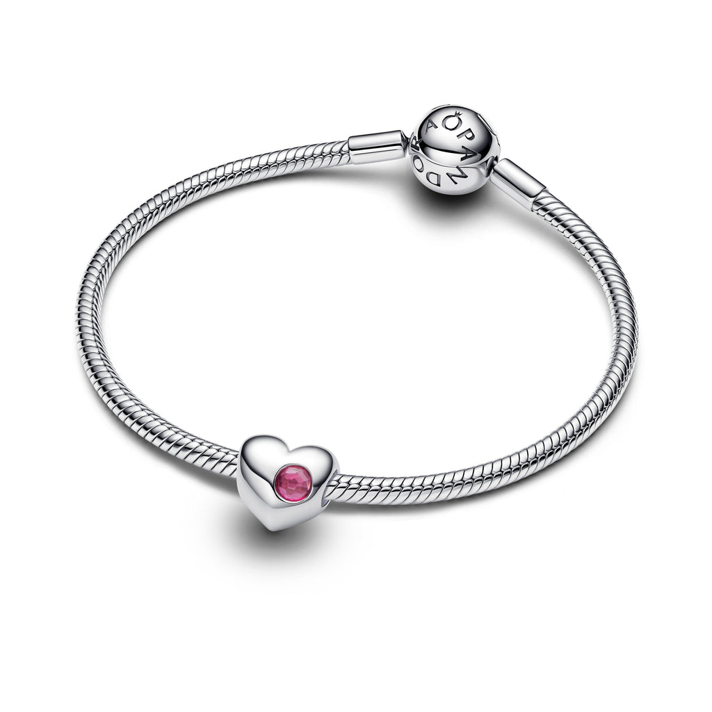 Pandora Charm Featuring Engravable Pink Stone Heart