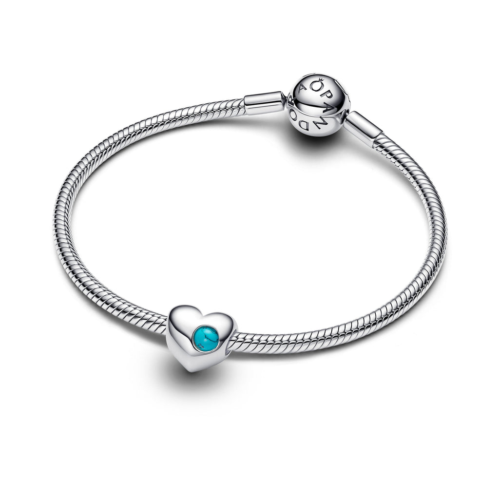 Pandora Engravable Turquoise Blue Stone Heart Charm