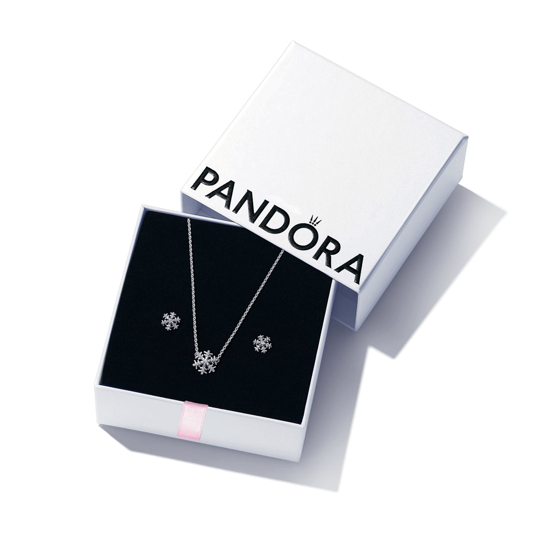 Pandora Jewelry Set Featuring Sparkling Snowflake Jewellery Gift Set