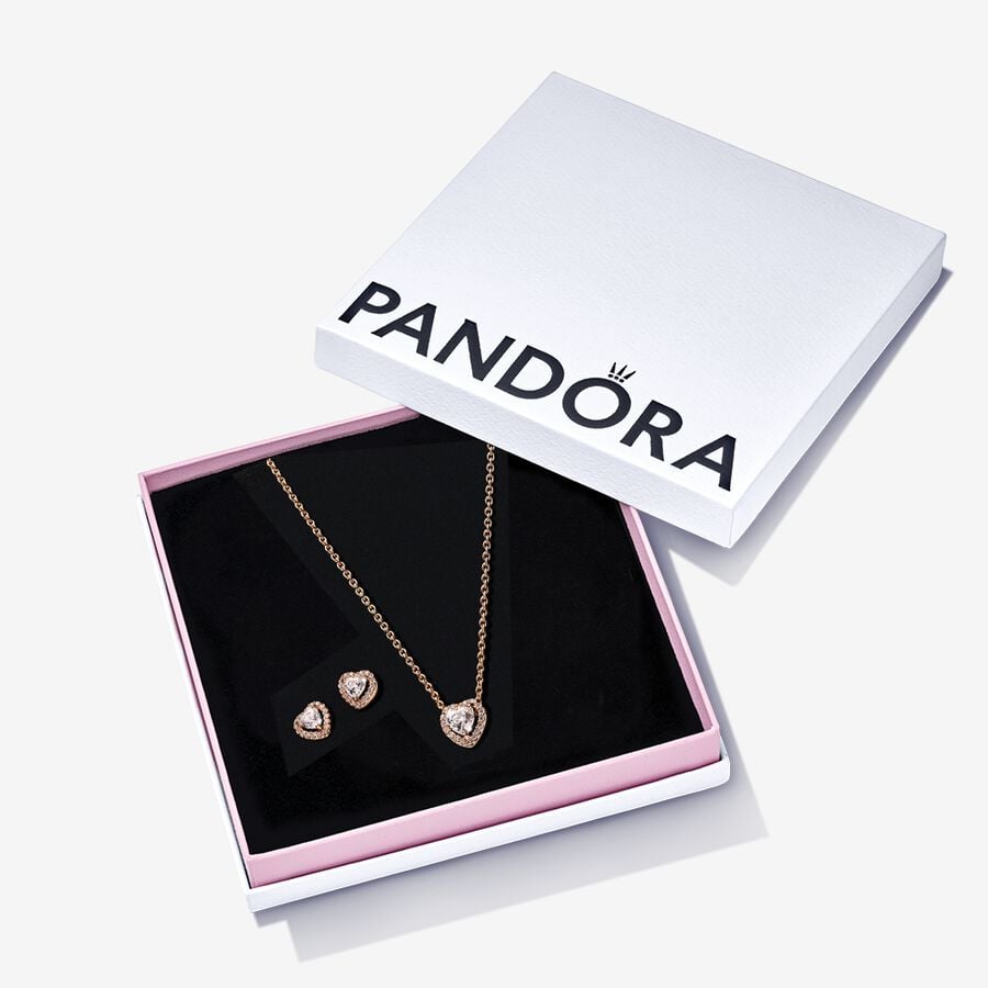 Gold Heart Necklace and Earrings Gift Set
