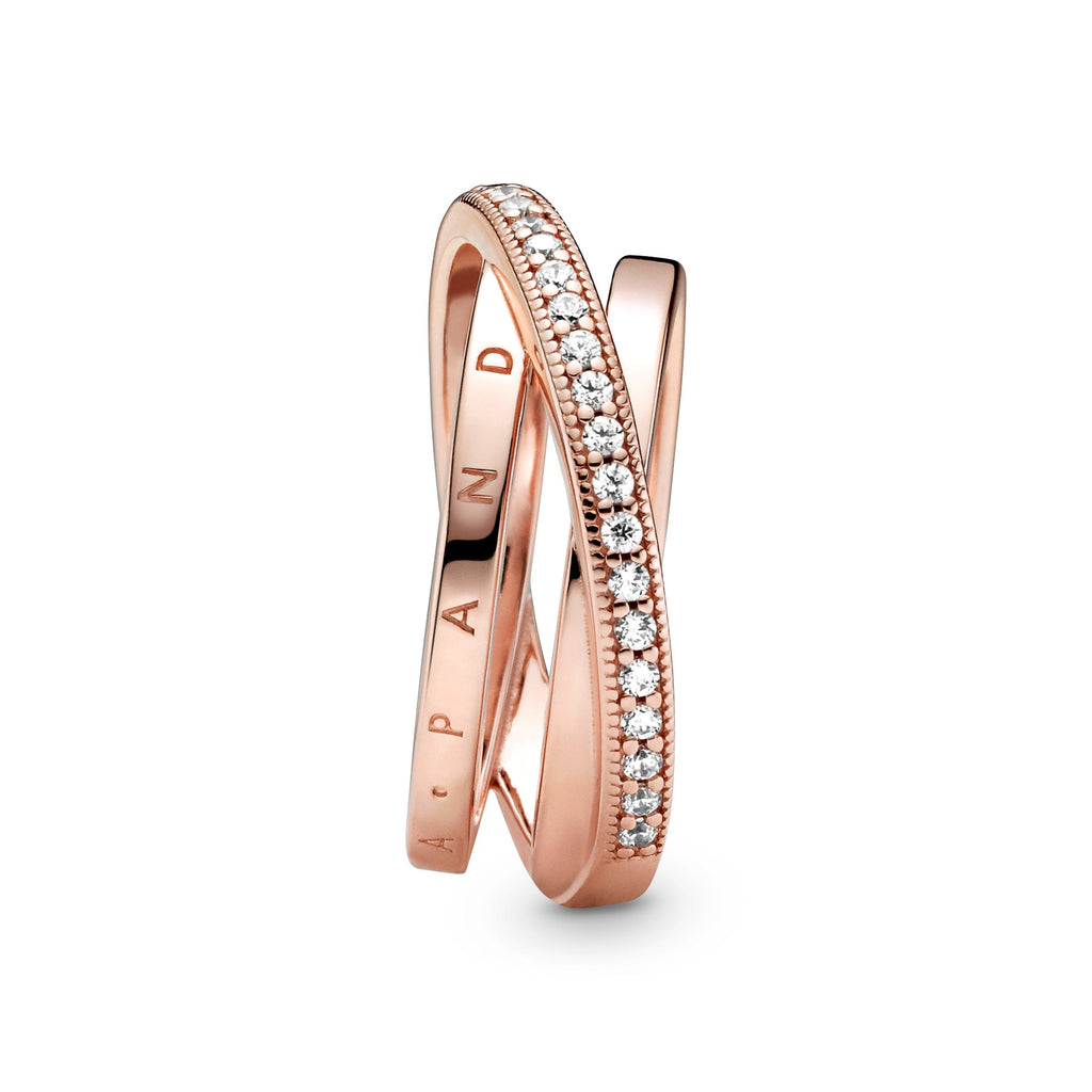 Pandora Ring Featuring Crossover Pavé Triple Band