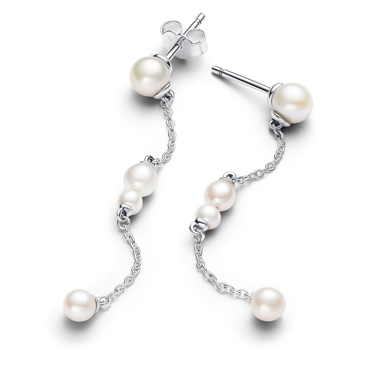 Pandora Earrings Featuring Treated Freshwater Cultured Pearl Drop