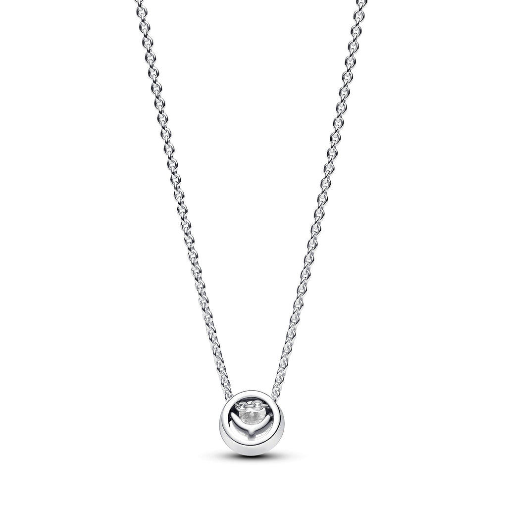 Pandora Necklace Featuring Sparkling Round Halo Pendant