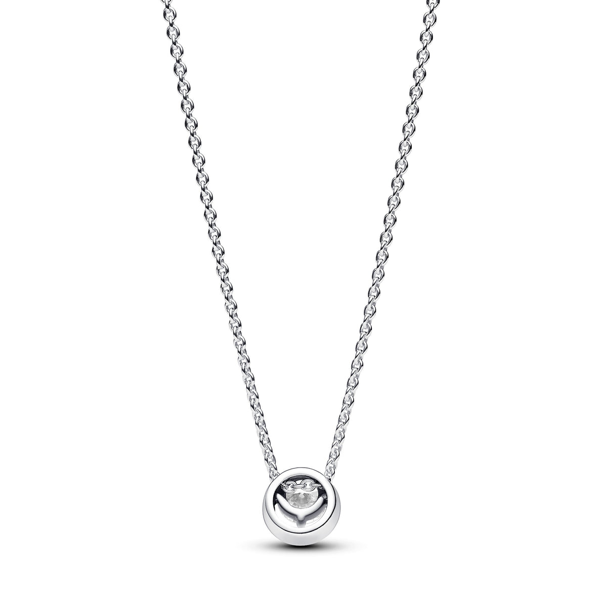 Pandora Necklace Featuring Sparkling Round Halo Pendant