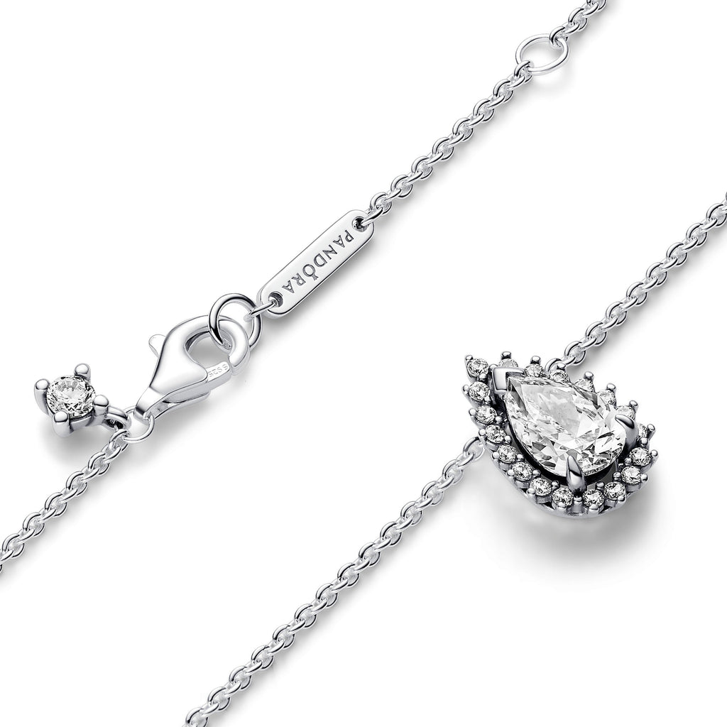 Pandora Necklace Featuring Sparkling Pear Halo