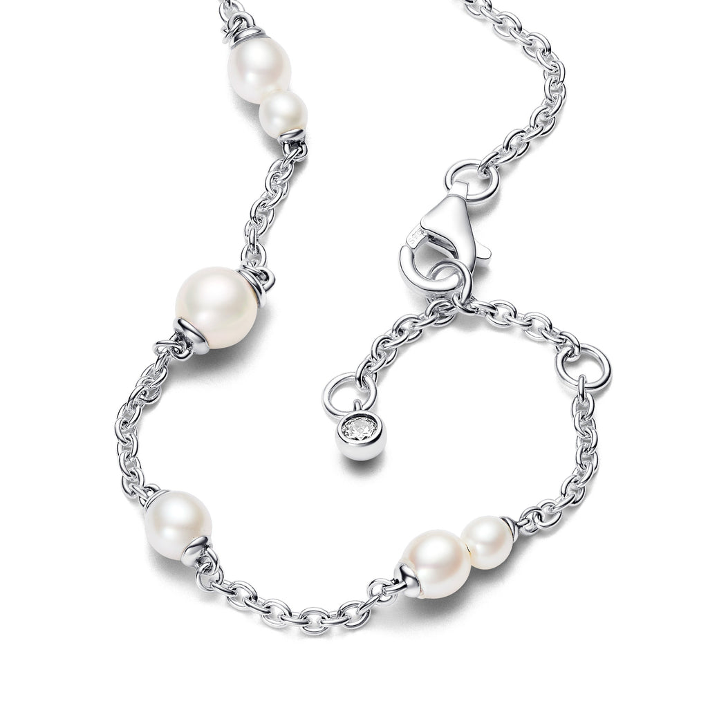 Pandora Bracelet Featuring Treated Freshwater Cultured Pearl Station Chain