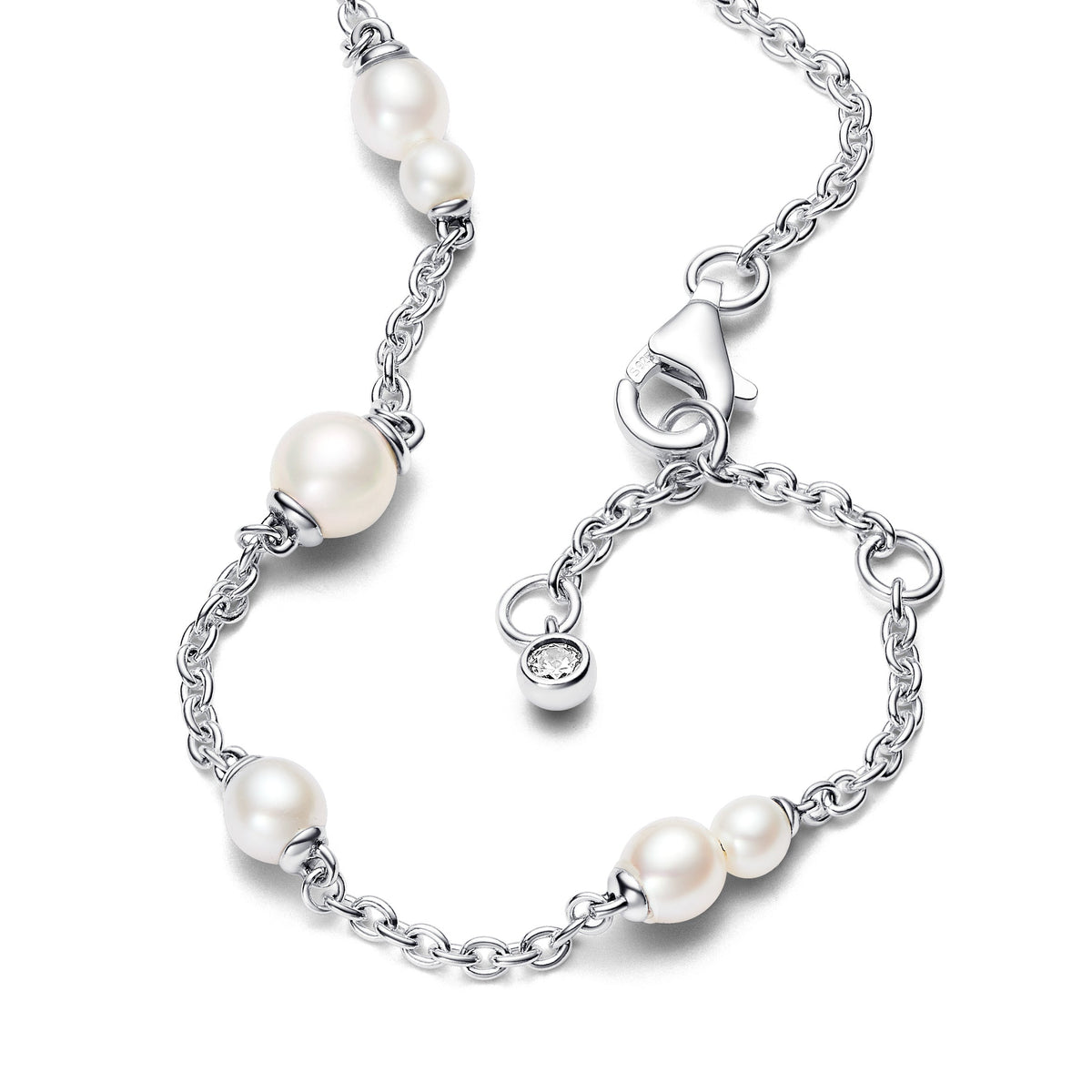 Pandora Bracelet Featuring Treated Freshwater Cultured Pearl Station Chain
