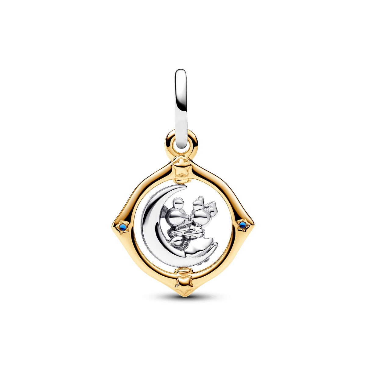 Pandora Disney Mickey Mouse & Minnie Mouse Two-tone Spinning Moon Dangle Charm