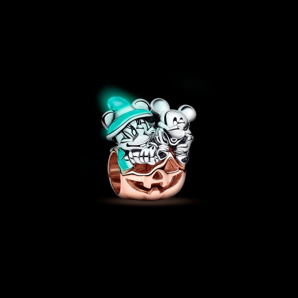 Pandora Charm Featuring Disney Mickey Mouse & Minnie Mouse Halloween Pumpkin