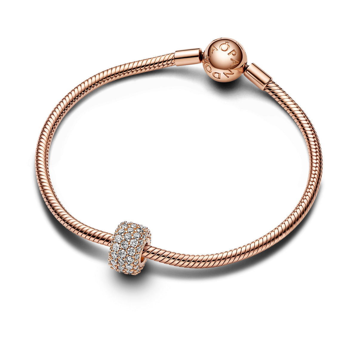 Pandora Charm Featuring Sparkling Pavé Triple-row Charm in 14k Rose Gold-Plated