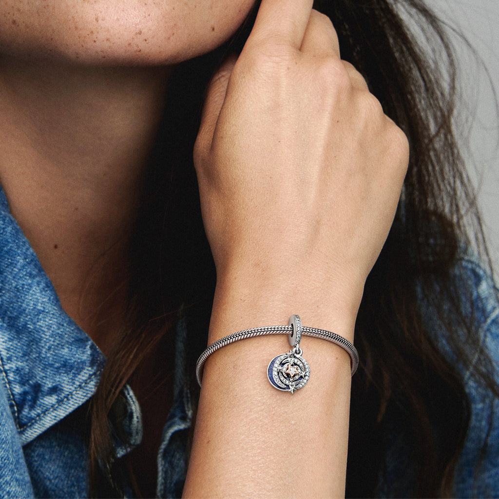 Pandora Two-tone Shooting Star Double Dangle Charm