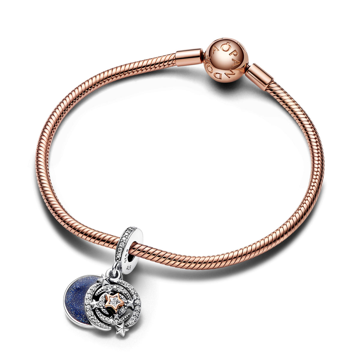 Pandora Two-tone Shooting Star Double Dangle Charm