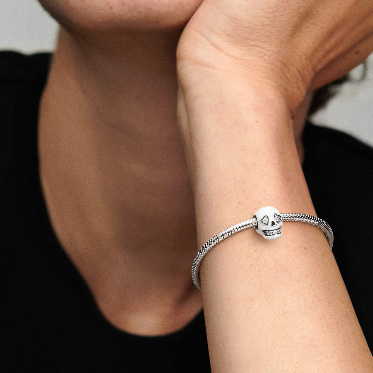 Pandora Charm Featuring Glow-in-the-dark Sparkling Skull