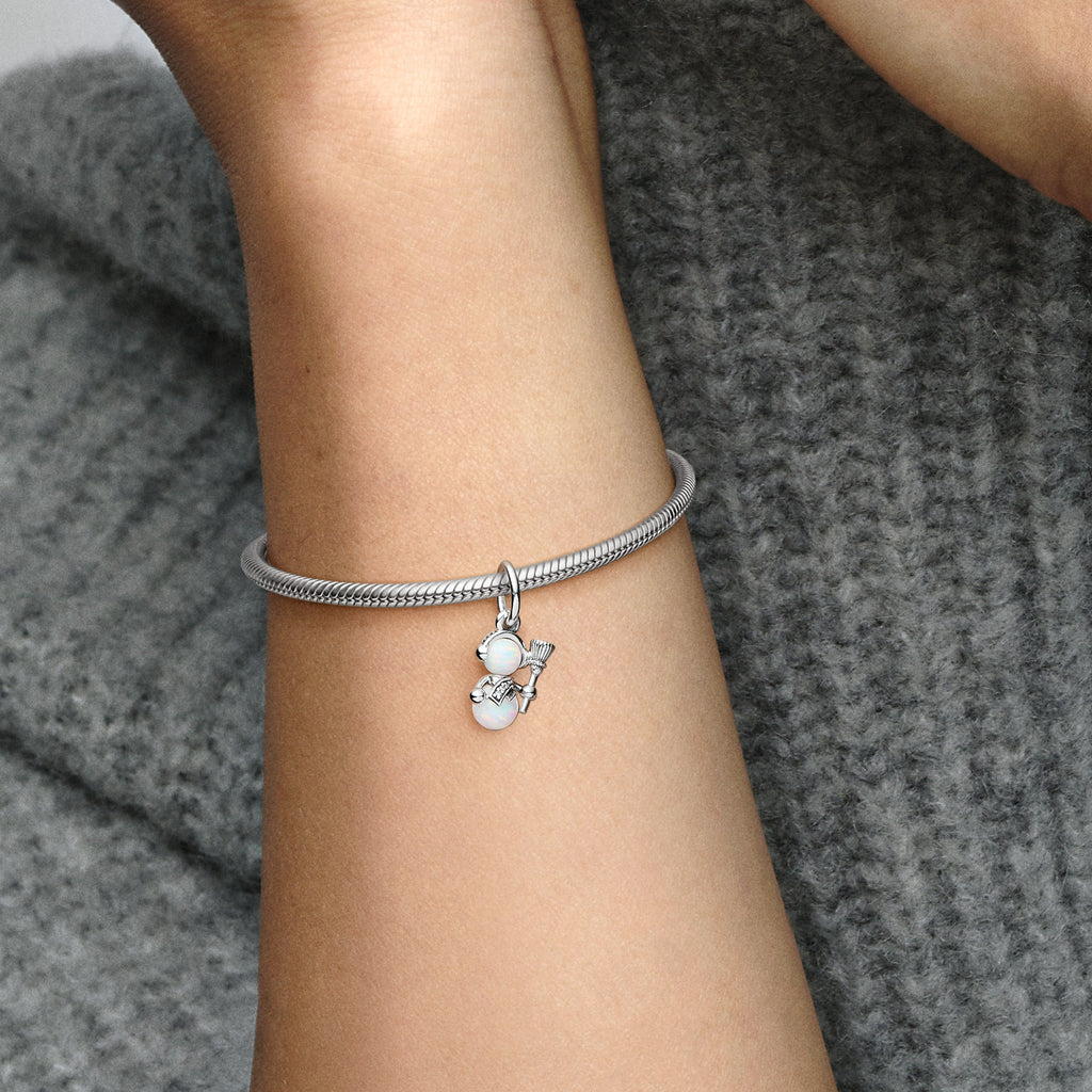Pandora Charm Featuring Opalescent Snowman Dangle