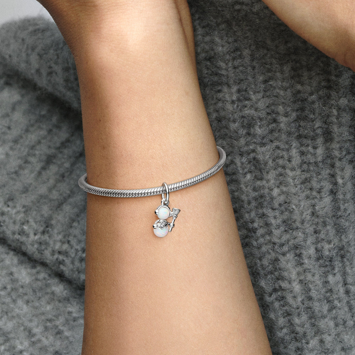 Pandora Charm Featuring Opalescent Snowman Dangle
