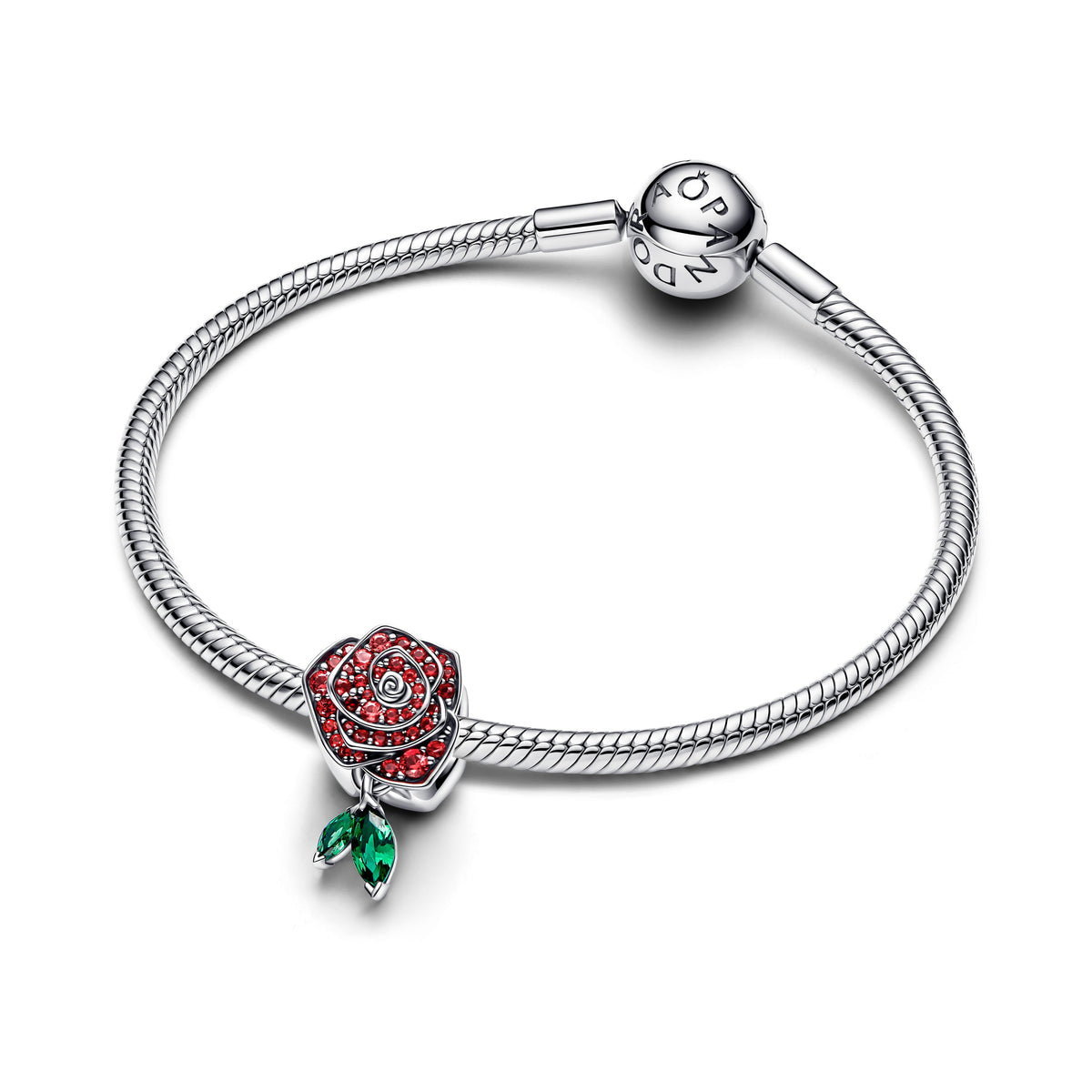 Pandora Charm Featuring Sparkling Rose in Bloom