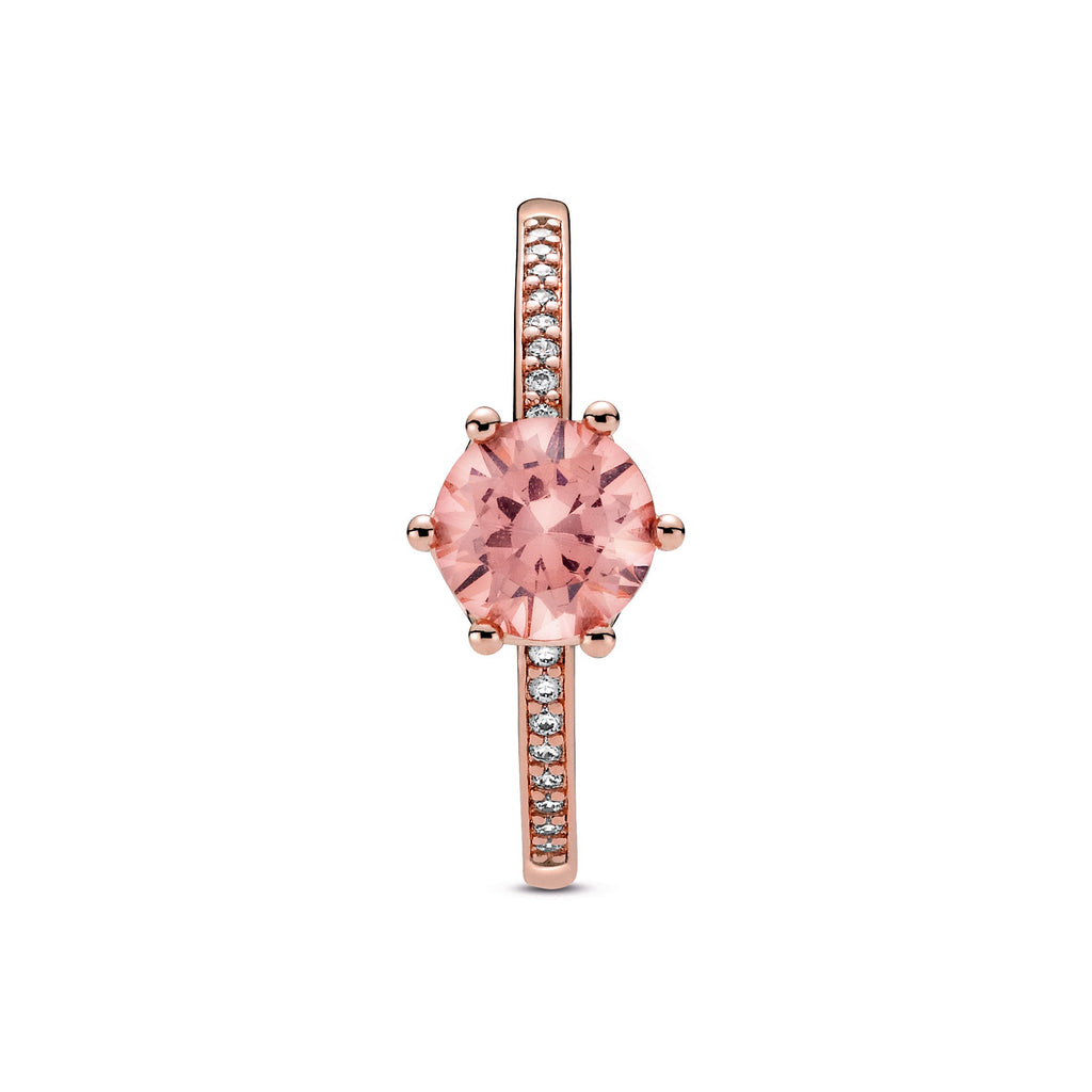 Pandora Ring Featuring Pink Sparkling Crown Solitaire