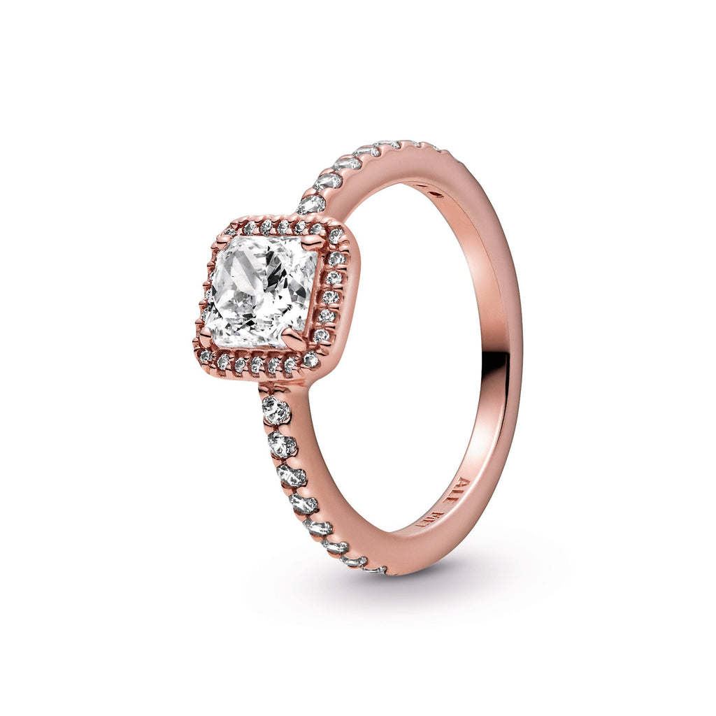 Square Sparkle Halo Ring