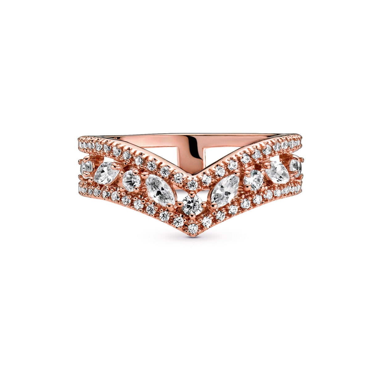 Pandora Ring Featuring Sparkling Marquise Double Wishbone