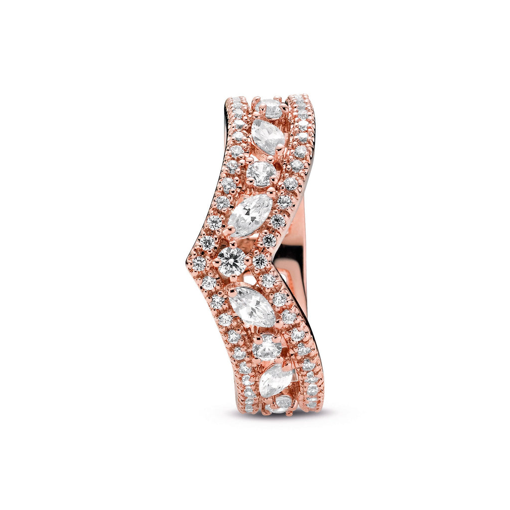 Pandora Ring Featuring Sparkling Marquise Double Wishbone