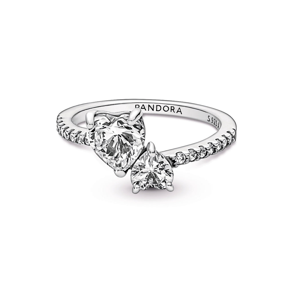 Pandora Ring Featuring Double Heart Sparkling