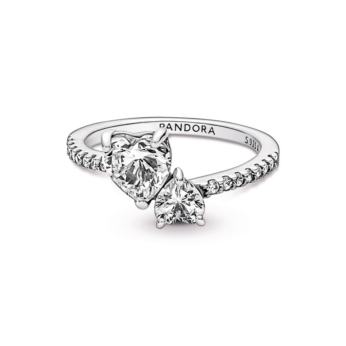 Pandora Ring Featuring Double Heart Sparkling