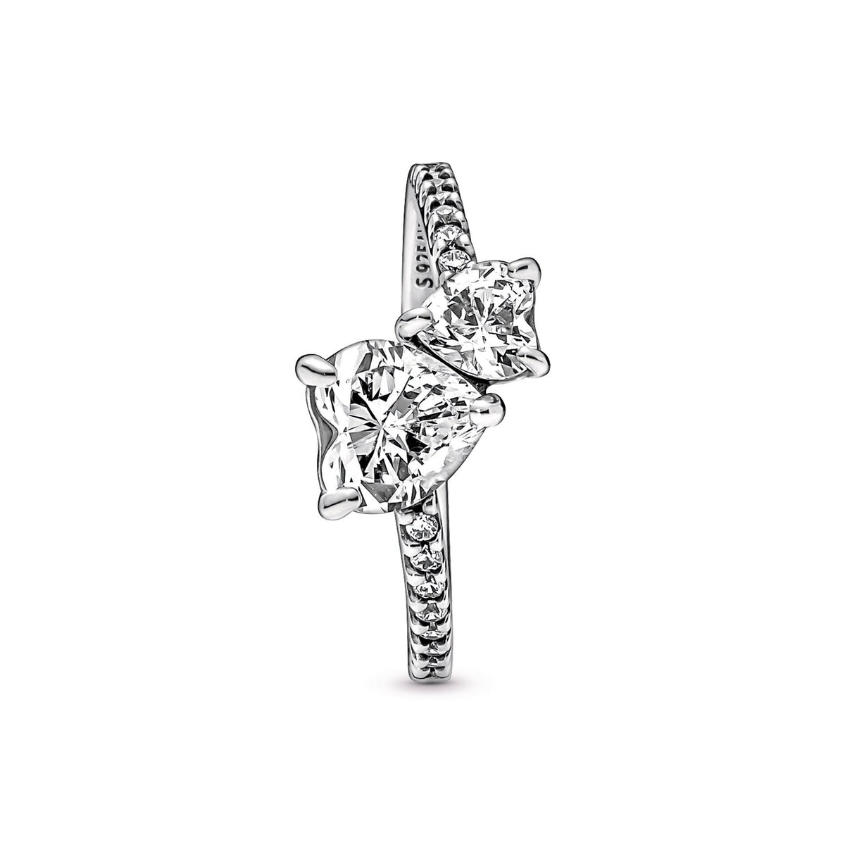 Pandora Ring Featuring Double Heart Sparkling