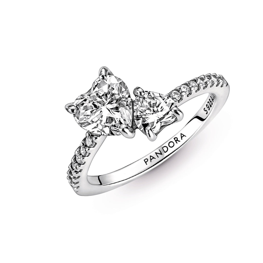 Pandora Ring Featuring Double Heart Sparkling