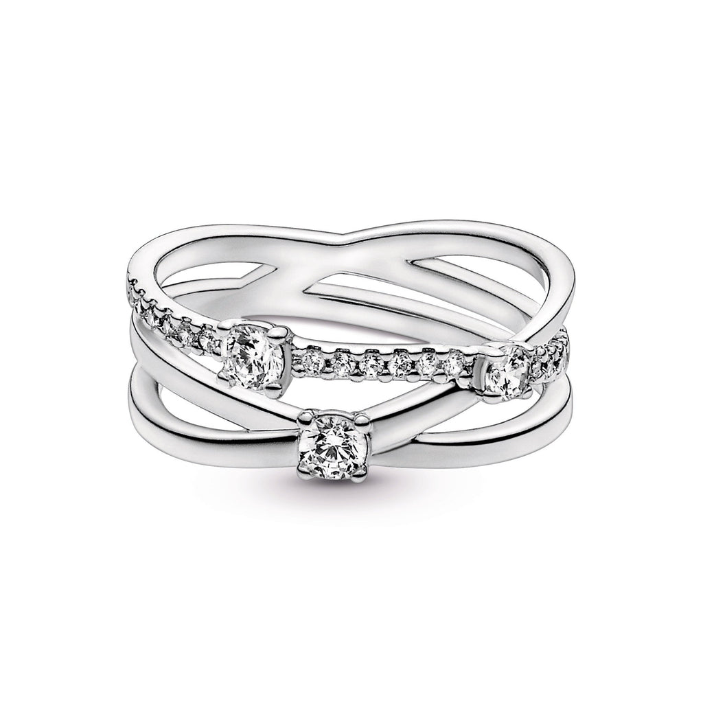 Pandora Ring Featuring Sparkling Triple Band
