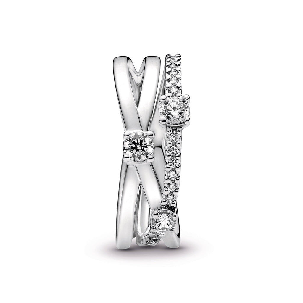Pandora Ring Featuring Sparkling Triple Band