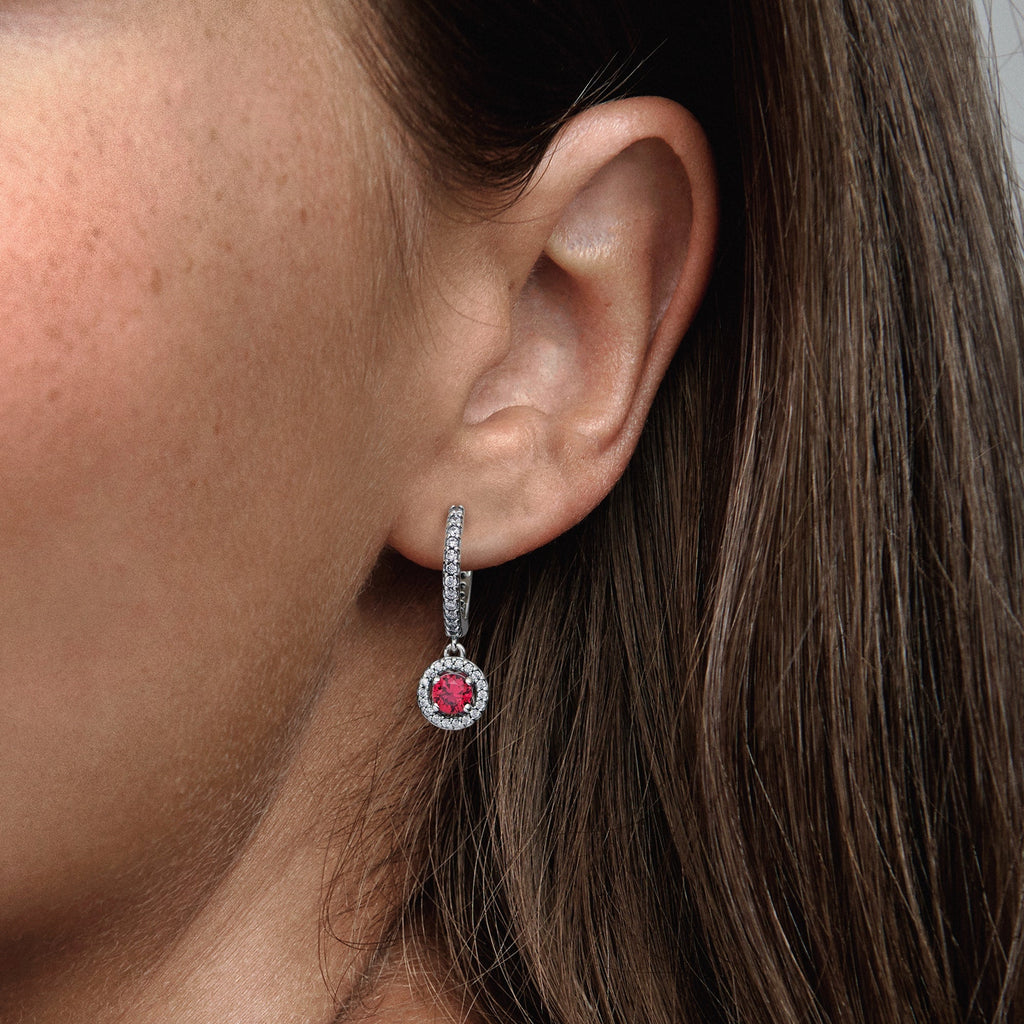 Pandora Red Round Sparkling Hoop Earrings