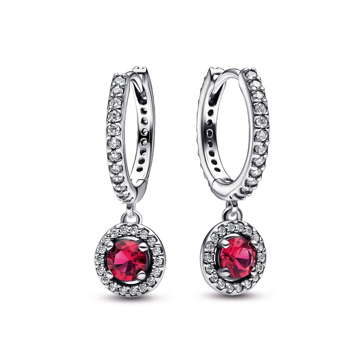 Red Round Sparkling Hoop Earrings