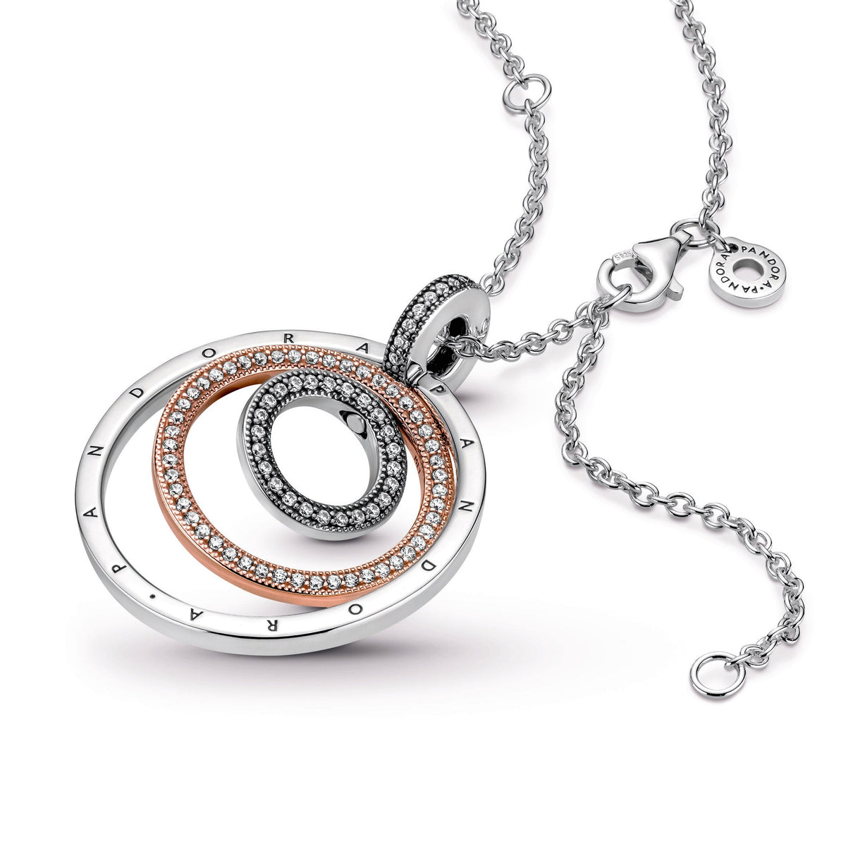 Pandora Two-tone Circles Pendant & Necklace