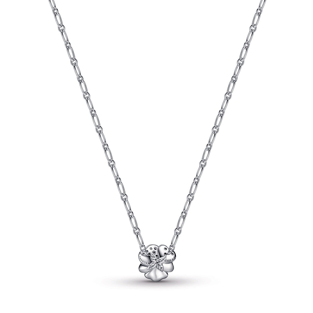 Pandora Blue Pansy Flower Pendant Necklace