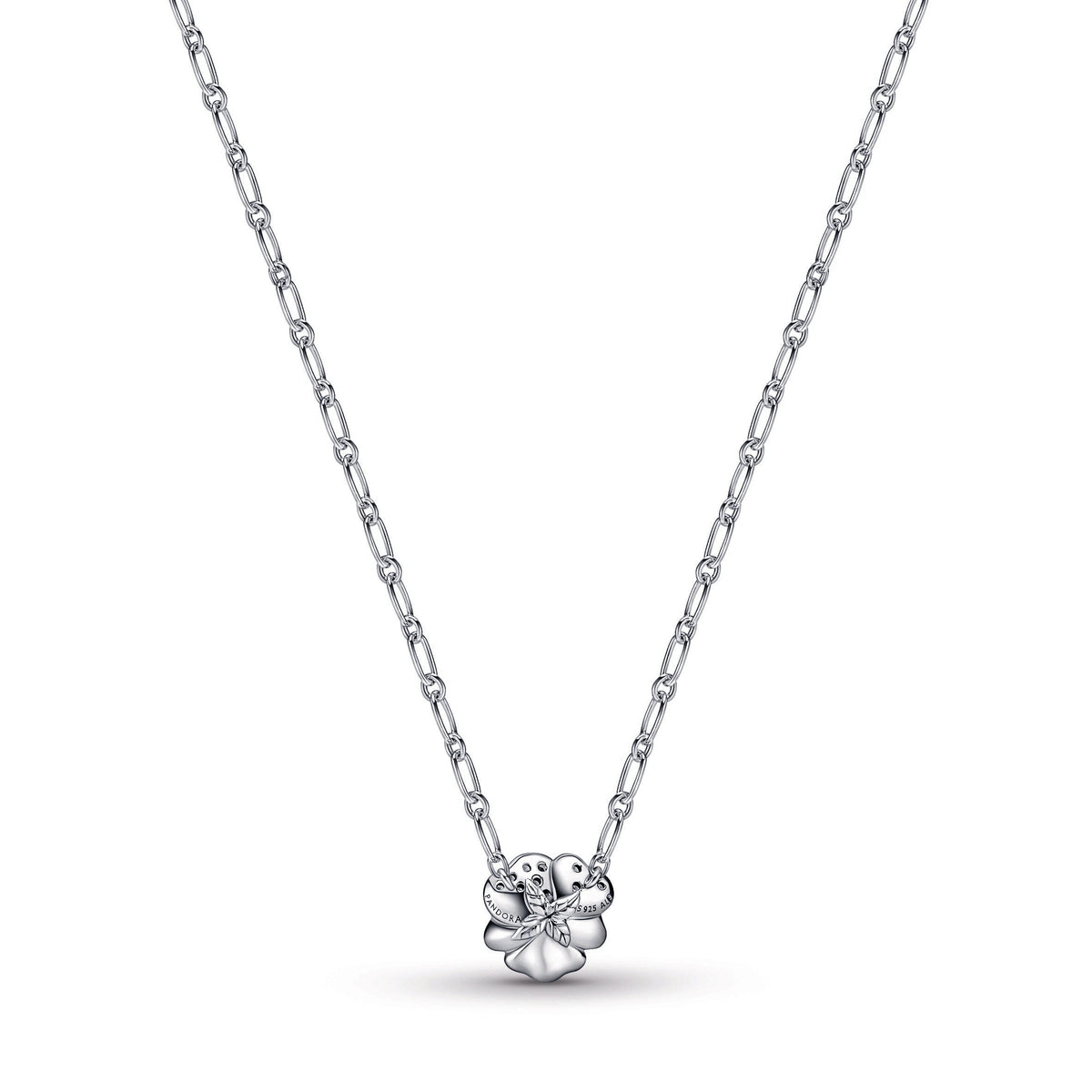 Pandora Blue Pansy Flower Pendant Necklace
