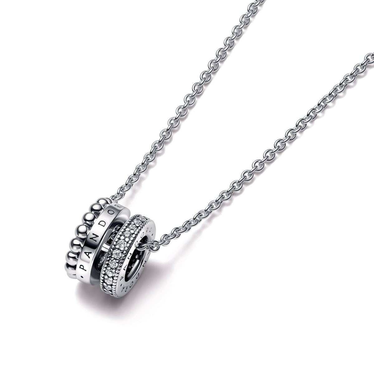 Pandora Necklace Featuring Signature Logo Pavé & Beads Pendant &