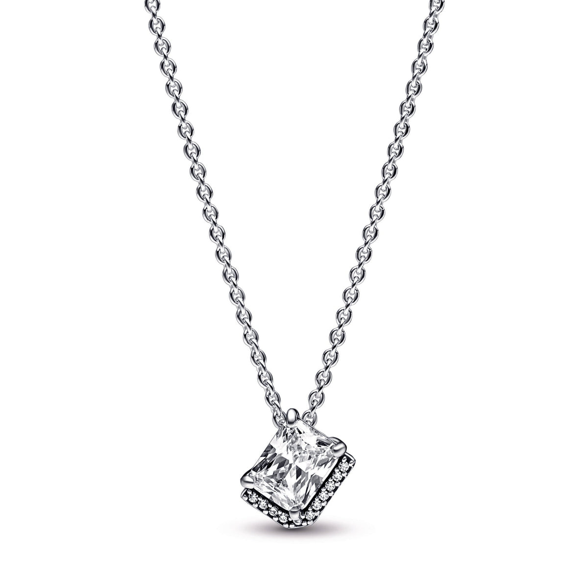 Rectangular Sparkling Halo Collier Necklace